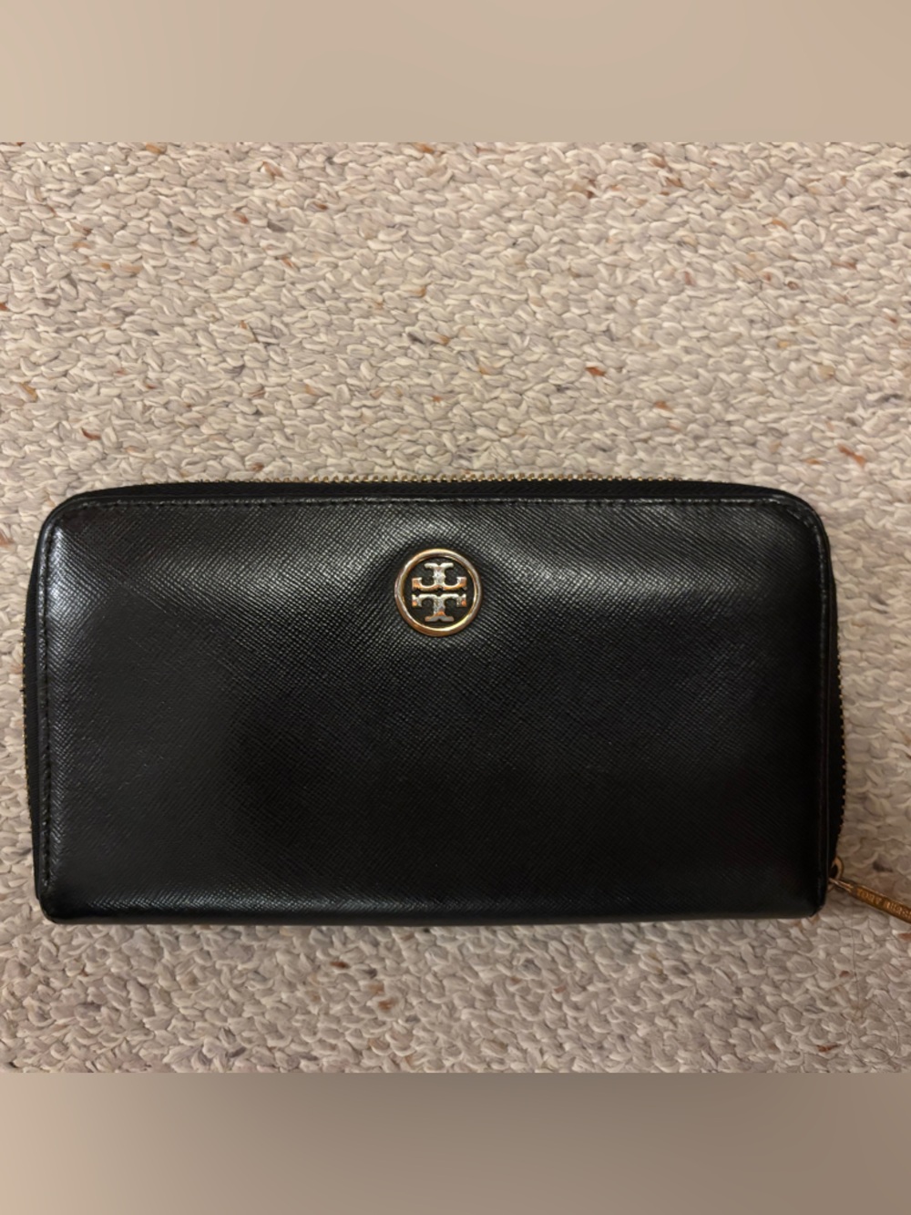Tory Burch Black Wallet with Gold Hardware